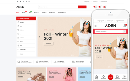 Aden - Moda Mağazaları ve Çok Satıcılı Pazar Yeri için Web Sitesi Teması