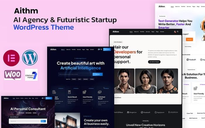 Aithm - AI Ajansı ve Fütüristik Girişim WordPress Teması