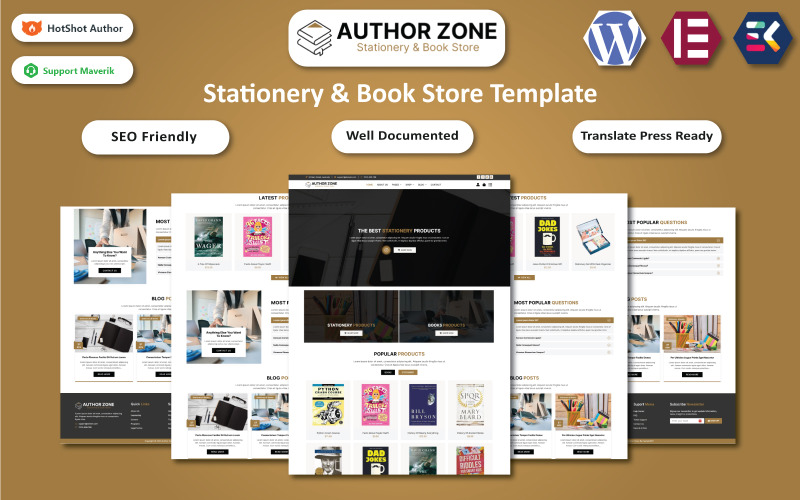 Author Zone - Kırtasiye ve Kitapçı WooCommerce Elementor Teması