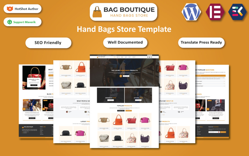 Bag Boutique - Lüks El Çantaları Satış Mağazası WordPress Elementor Teması