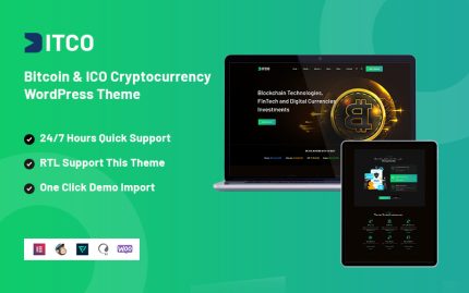 Bitco - Bitcoin ve ICO Cryptocurrency Mobil Uyumlu WordPress Teması