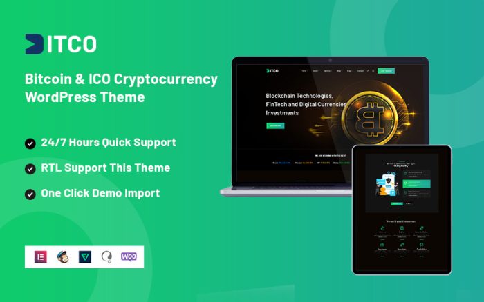 Bitco - Bitcoin ve ICO Cryptocurrency Mobil Uyumlu WordPress Teması