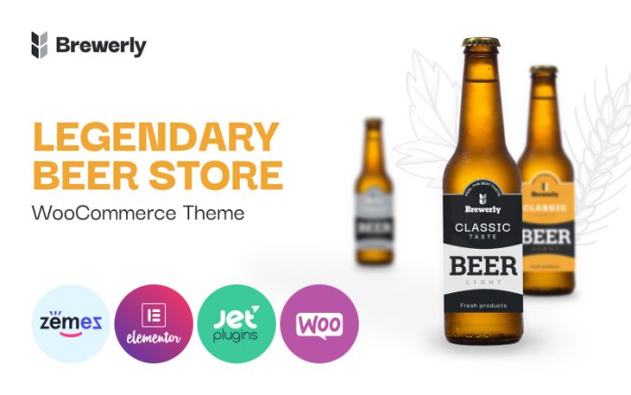 Brewerly - İlgi Çekici Ve Çok Fonksiyonlu Bira Mağazası Teması WooCommerce Teması