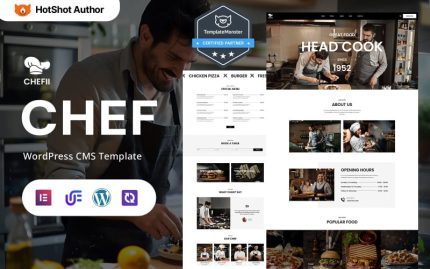 Chefii - Kişisel Şef, Catering ve Yemek Hizmetleri WordPress Elementor Teması