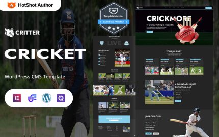 Critter - Kriket Akademisi ve Turnuva WordPress Elementor Teması