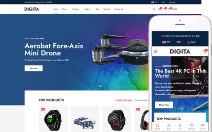 Digita - Dijital, Elektronik Mağazası WooCommerce WordPress Teması