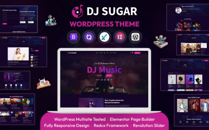 Dj Sugar Music Mobil Uyumlu WordPress Teması