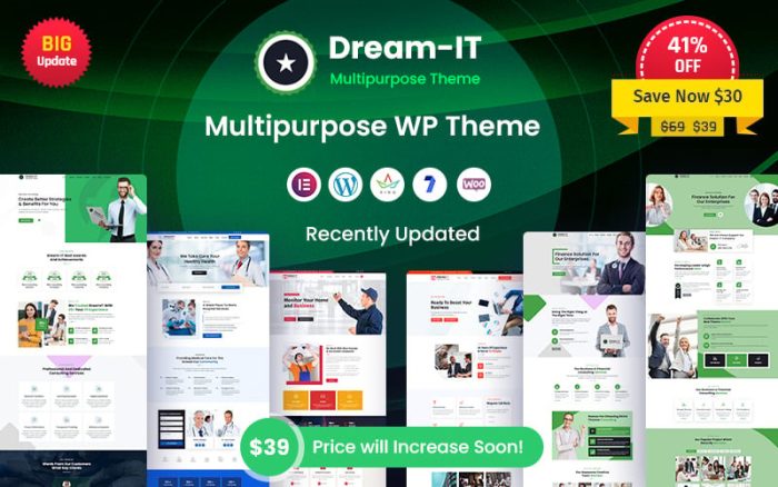 DreamIT - Çok Amaçlı Elementor Mobil Uyumlu WordPress Teması.