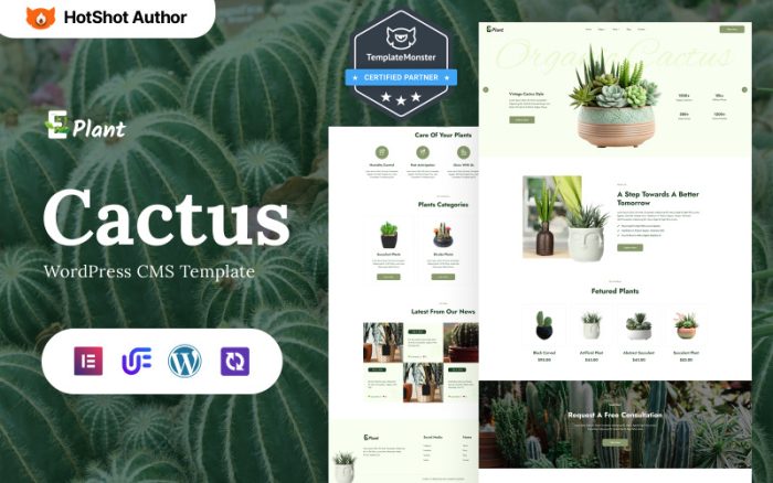 E-plant - Kaktüs Bitki Mağazası, Peyzaj Ve Bahçecilik WordPress Elementor Teması