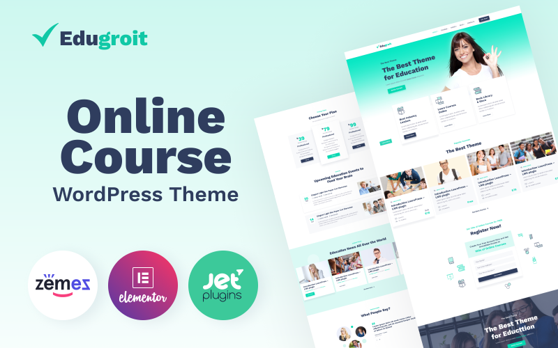 Edugroit - Çevrimiçi Kurs Web Sitesi Teması WordPress Teması