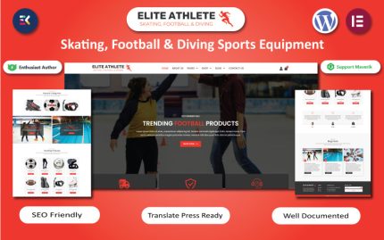 Elite Athlete - Paten, Futbol ve Dalış Spor Ekipmanları WooCommerce Elementor Teması