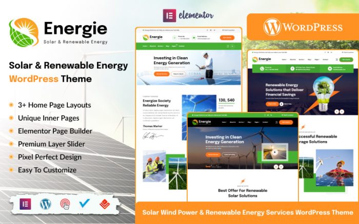 Energie - Güneş ve Yenilenebilir Enerji WordPress Teması