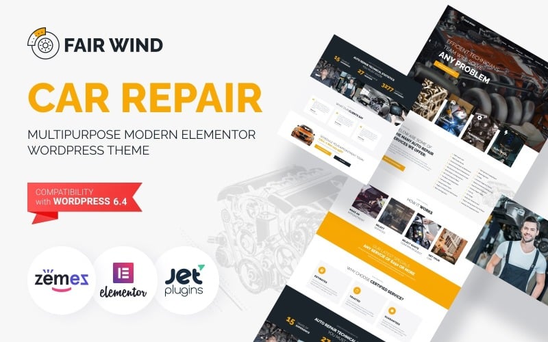 Fair Wind - Modern Araba Tamiri WordPress Elementor Teması