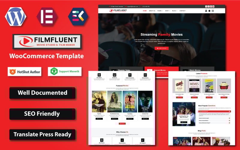 Film Fluent - Film Stüdyosu ve Film Yapımcısı WooCommerce Elementor Teması
