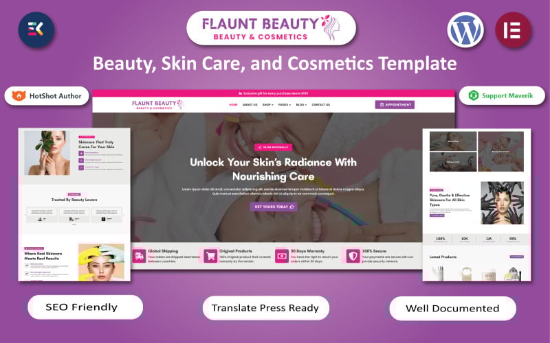 Flaunt Beauty - Güzellik, Cilt Bakımı ve Kozmetik WooCommerce Elementor Teması