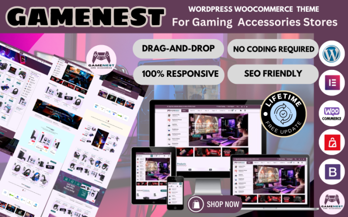 GameNest - Oyun Aksesuarları Mağazası WooCommerce Elementor Mobil Uyumlu Tema