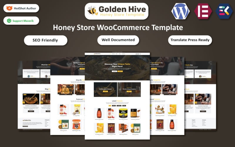 Golden Hive - Bal, Bitki Çayı ve Kahve Mağazası WooCommerce Elementor Teması