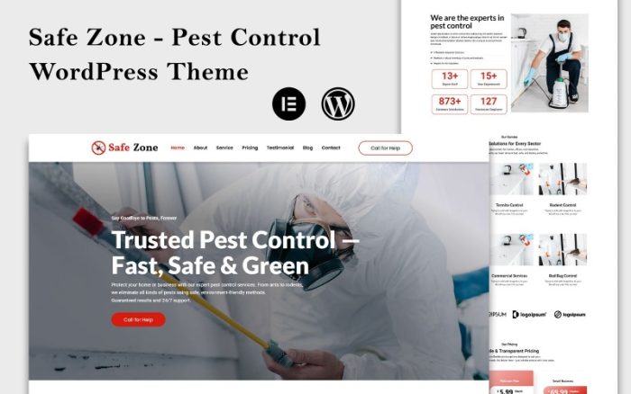 Güvenli Bölge - Haşere Kontrolü WordPress Teması