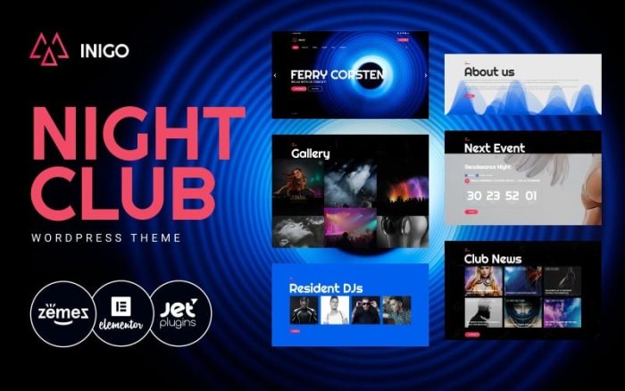 Inigo - Mobil Uyumlu Gece Kulübü WordPress Teması