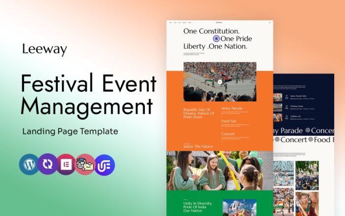 leeway - Festival Etkinlik Yönetimi ve Organizasyonu Landing Page WordPress Elementor Teması