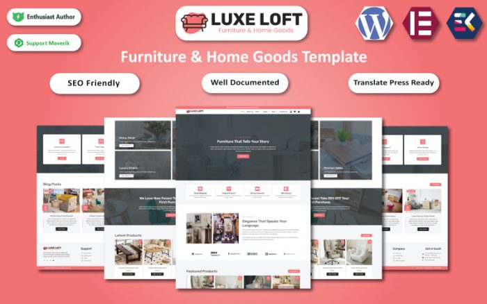Lüks Loft - Mobilya ve Ev Eşyaları WooCommerce Elementor Teması
