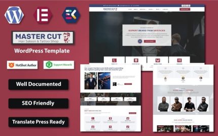 Master Cut - Berber, Kuaför ve Dövme Mağazası WordPress Elementor Teması