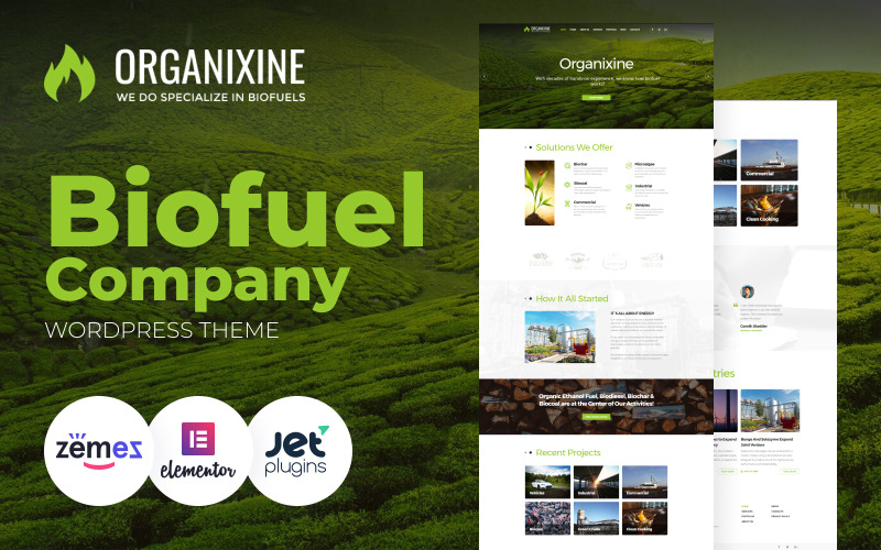 Organixine - Biyoyakıt Şirketi WordPress Teması