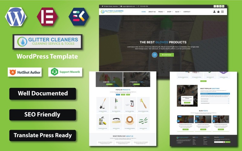 Parıltılı Temizleyiciler - Temizleme Hizmeti ve Araçlar WooCommerce Elementor Teması