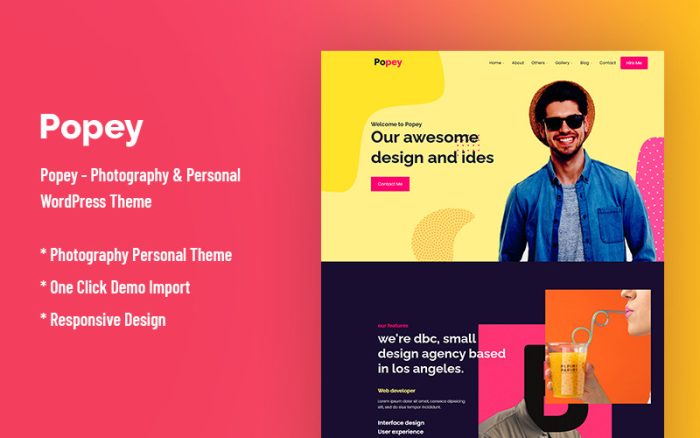 Popey - Kişisel ve Özgeçmiş Mobil Uyumlu WordPress Teması