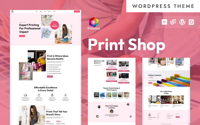 Printoria - Baskı Mağazası ve Ürün Baskısı WordPress Elementor Teması