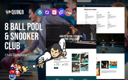 Qube8 - 8 Balll Pool veya Snooker Kulübü WordPress Teması