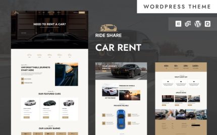 Ride Share - Araba Kiralama ve Rezervasyon Hizmetleri WordPress Elementor Teması