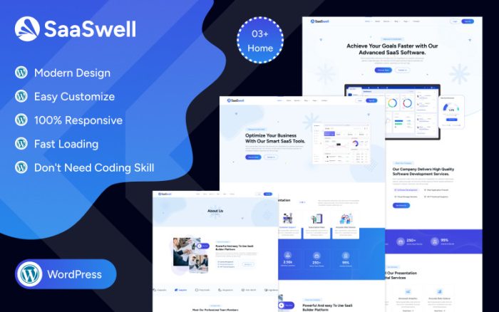 SaaSwell – SaaS, Yazılım ve Başlangıç İşletmeleri için Modern Mobil Uyumlu WordPress Teması