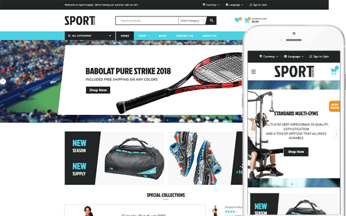 Spor - Spor Mağazası için Tema WooCommerce Teması