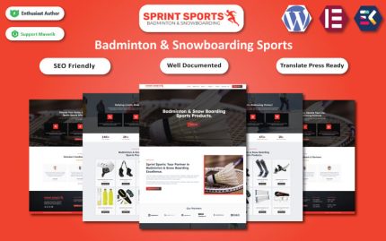 Sprint Sports - Badminton ve Snowboard Sporları WooCommerce Elementor Teması