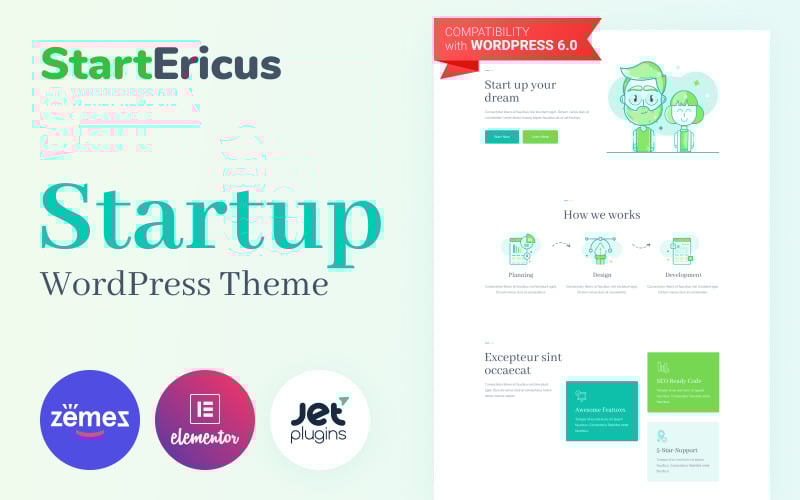 StartEricus - Temiz ve Minimalist Açılış Sayfası WordPress Teması