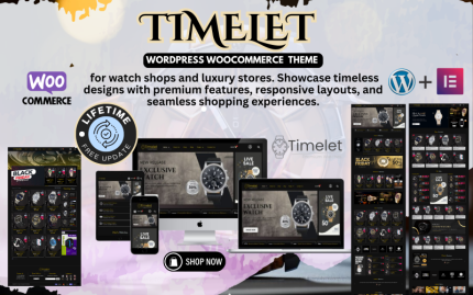 Timelet - Lüks Saat Satış Mağazası WordPress Woocommerce Elementor Teması