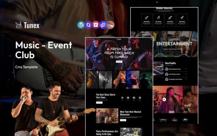 Tunex - Müzik ve Etkinlik Kulübü Çok Amaçlı Mobil Uyumlu WordPress Teması