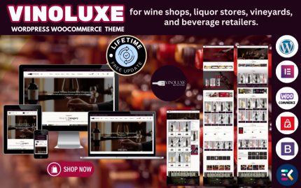 VinoLuxe - Şarap Dükkanı, Şaraphanesi ve Bağ WooCommerce Teması