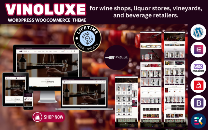 VinoLuxe - Şarap Dükkanı, Şaraphanesi ve Bağ WooCommerce Teması