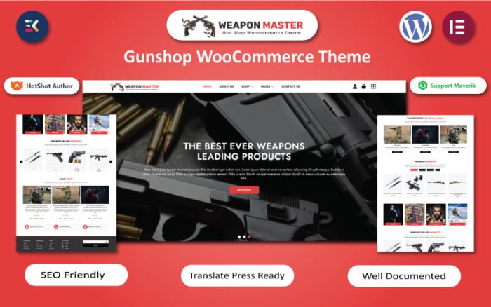 Weapon Master - Silahlar ve Atıcılık WooCommerce Elementor Teması